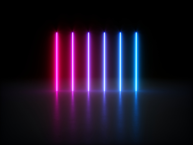 image using neon-style, vertical streaks of red, blue and violet