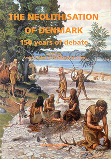 artists's drawing of imagined neolithic group of individuals preparing a carcass