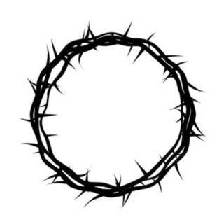 drawing of crown of thorns on white background 