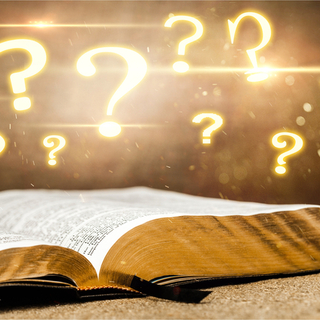 open bible over which hover question marks