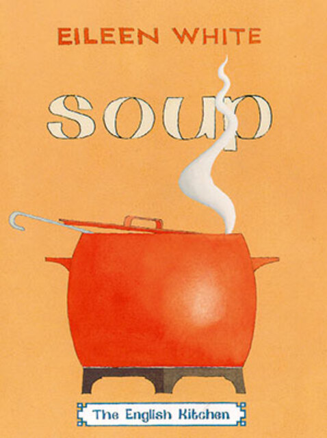 coloured drawing of an orange pot with a ladle handle and steam coming out of it