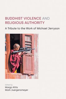 depiction of buddhist monk holding a rifle