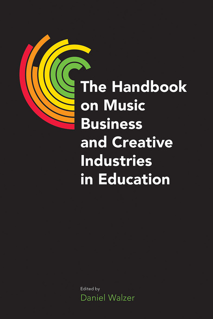 graphic image using part of a multicoloured vinyl recordrecord next to book title